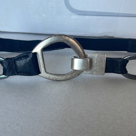 Mod Dep 7832 Women’s Black Leather silver Buckle Belt 32” - Picture 2 of 7